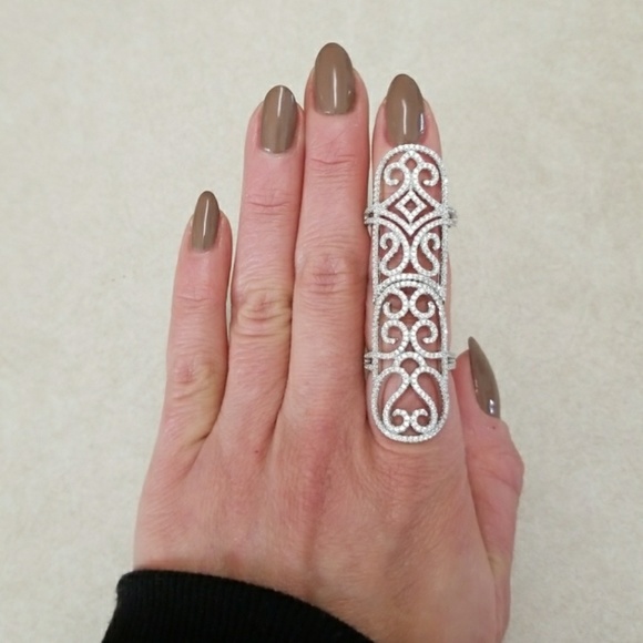 925 CZ long finger knuckle ring - Picture 5 of 8